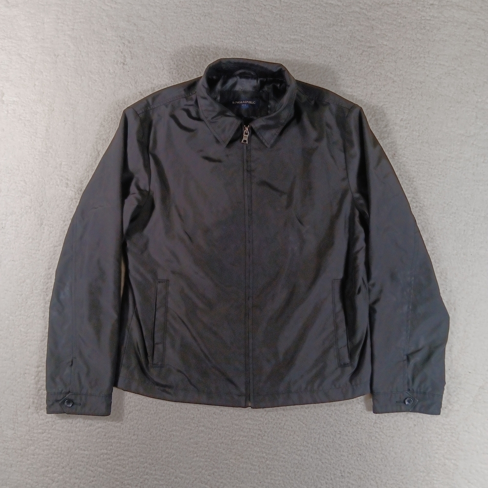 Banana Republic Jacket Mens Medium Black Harrington Bomber Performance Golf